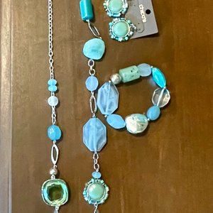 Chico's Long Necklace Bracelet & Earring Set